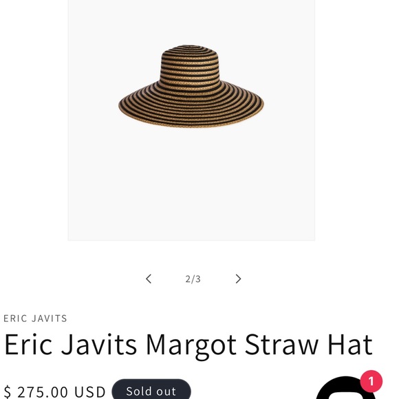 Eric Javits NEW Margot Straw Hat SPF50 - Picture 2 of 8